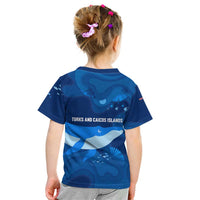 Turks and Caicos Islands Kid T Shirt with Blue Ocean Whale and Coral Reef Design - Wonder Print Shop