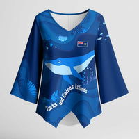 Turks and Caicos Islands Kimono Sleeve Blouse with Blue Ocean Whale and Coral Reef Design - Wonder Print Shop