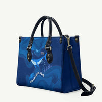 Turks and Caicos Islands Leather Bag with Blue Ocean Whale and Coral Reef Design - Wonder Print Shop
