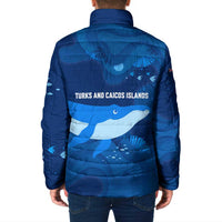 Turks and Caicos Islands Padded Jacket with Blue Ocean Whale and Coral Reef Design - Wonder Print Shop