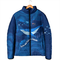 Turks and Caicos Islands Padded Jacket with Blue Ocean Whale and Coral Reef Design - Wonder Print Shop