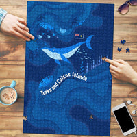 Turks and Caicos Islands Puzzle with Blue Ocean Whale and Coral Reef Design - Wonder Print Shop