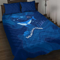 Turks and Caicos Islands Quilt Bed Set with Blue Ocean Whale and Coral Reef Design - Wonder Print Shop