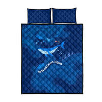 Turks and Caicos Islands Quilt Bed Set with Blue Ocean Whale and Coral Reef Design - Wonder Print Shop