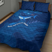 Turks and Caicos Islands Quilt Bed Set with Blue Ocean Whale and Coral Reef Design - Wonder Print Shop