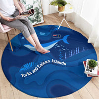 Turks and Caicos Islands Round Carpet with Blue Ocean Whale and Coral Reef Design - Wonder Print Shop