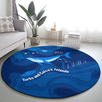 Turks and Caicos Islands Round Carpet with Blue Ocean Whale and Coral Reef Design - Wonder Print Shop