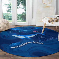 Turks and Caicos Islands Round Carpet with Blue Ocean Whale and Coral Reef Design - Wonder Print Shop
