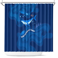 Turks and Caicos Islands Shower Curtain with Blue Ocean Whale and Coral Reef Design - Wonder Print Shop
