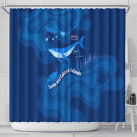 Turks and Caicos Islands Shower Curtain with Blue Ocean Whale and Coral Reef Design - Wonder Print Shop