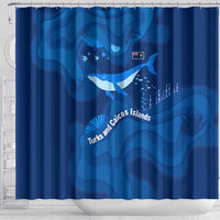 Turks and Caicos Islands Shower Curtain with Blue Ocean Whale and Coral Reef Design - Wonder Print Shop