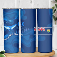 Turks and Caicos Islands Skinny Tumbler with Blue Ocean Whale and Coral Reef Design - Wonder Print Shop