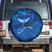 Turks and Caicos Islands Spare Tire Cover with Blue Ocean Whale and Coral Reef Design - Wonder Print Shop