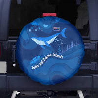 Turks and Caicos Islands Spare Tire Cover with Blue Ocean Whale and Coral Reef Design - Wonder Print Shop