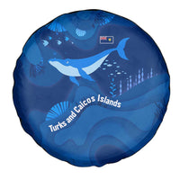 Turks and Caicos Islands Spare Tire Cover with Blue Ocean Whale and Coral Reef Design - Wonder Print Shop