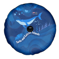 Turks and Caicos Islands Spare Tire Cover with Blue Ocean Whale and Coral Reef Design - Wonder Print Shop