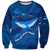 Turks and Caicos Islands Sweatshirt with Blue Ocean Whale and Coral Reef Design - Wonder Print Shop