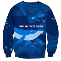 Turks and Caicos Islands Sweatshirt with Blue Ocean Whale and Coral Reef Design - Wonder Print Shop