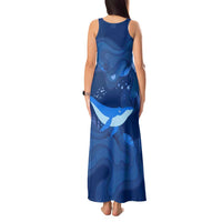Turks and Caicos Islands Tank Maxi Dress with Blue Ocean Whale and Coral Reef Design - Wonder Print Shop