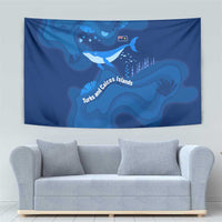 Turks and Caicos Islands Tapestry with Blue Ocean Whale and Coral Reef Design - Wonder Print Shop