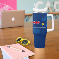 Turks and Caicos Islands Tumbler With Handle with Blue Ocean Whale and Coral Reef Design - Wonder Print Shop