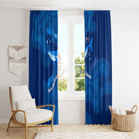 Turks and Caicos Islands Window Curtain with Blue Ocean Whale and Coral Reef Design - Wonder Print Shop