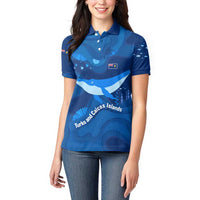 Turks and Caicos Islands Women Polo Shirt with Blue Ocean Whale and Coral Reef Design - Wonder Print Shop