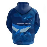 Turks and Caicos Islands Zip Hoodie with Blue Ocean Whale and Coral Reef Design - Wonder Print Shop