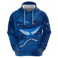 Turks and Caicos Islands Zip Hoodie with Blue Ocean Whale and Coral Reef Design - Wonder Print Shop