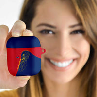 Turks and Caicos Islands AirPods Case with Yellow Hawk Outline and Red Blue Crest Design - Wonder Print Shop
