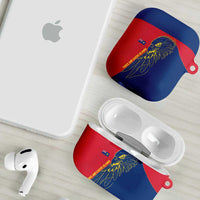 Turks and Caicos Islands AirPods Case with Yellow Hawk Outline and Red Blue Crest Design - Wonder Print Shop