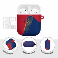 Turks and Caicos Islands AirPods Case with Yellow Hawk Outline and Red Blue Crest Design - Wonder Print Shop