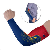 Turks and Caicos Islands Arm Sleeves with Yellow Hawk Outline and Red Blue Crest Design - Wonder Print Shop