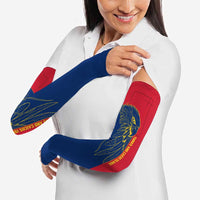 Turks and Caicos Islands Arm Sleeves with Yellow Hawk Outline and Red Blue Crest Design - Wonder Print Shop