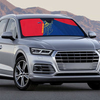 Turks and Caicos Islands Auto Sun Shade with Yellow Hawk Outline and Red Blue Crest Design - Wonder Print Shop