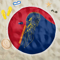 Turks and Caicos Islands Beach Blanket with Yellow Hawk Outline and Red Blue Crest Design - Wonder Print Shop