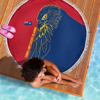 Turks and Caicos Islands Beach Blanket with Yellow Hawk Outline and Red Blue Crest Design - Wonder Print Shop