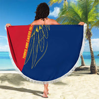 Turks and Caicos Islands Beach Blanket with Yellow Hawk Outline and Red Blue Crest Design - Wonder Print Shop