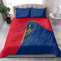 Turks and Caicos Islands Bedding Set with Yellow Hawk Outline and Red Blue Crest Design - Wonder Print Shop