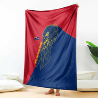 Turks and Caicos Islands Blanket with Yellow Hawk Outline and Red Blue Crest Design - Wonder Print Shop