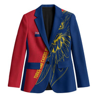Turks and Caicos Islands Blazer with Yellow Hawk Outline and Red Blue Crest Design - Wonder Print Shop