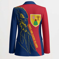 Turks and Caicos Islands Blazer with Yellow Hawk Outline and Red Blue Crest Design - Wonder Print Shop
