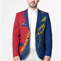 Turks and Caicos Islands Blazer with Yellow Hawk Outline and Red Blue Crest Design - Wonder Print Shop