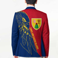 Turks and Caicos Islands Blazer with Yellow Hawk Outline and Red Blue Crest Design - Wonder Print Shop