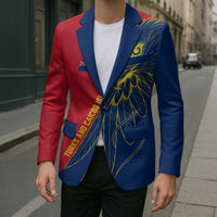 Turks and Caicos Islands Blazer with Yellow Hawk Outline and Red Blue Crest Design - Wonder Print Shop