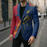 Turks and Caicos Islands Blazer with Yellow Hawk Outline and Red Blue Crest Design - Wonder Print Shop