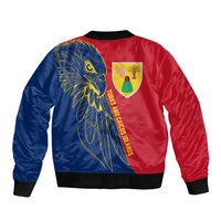 Turks and Caicos Islands Bomber Jacket with Yellow Hawk Outline and Red Blue Crest Design - Wonder Print Shop