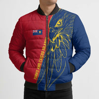 Turks and Caicos Islands Bomber Puffer Jacket with Yellow Hawk Outline and Red Blue Crest Design - Wonder Print Shop