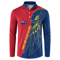 Turks and Caicos Islands Button Sweatshirt with Yellow Hawk Outline and Red Blue Crest Design - Wonder Print Shop