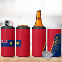 Turks and Caicos Islands 4 in 1 Can Cooler Tumbler with Yellow Hawk Outline and Red Blue Crest Design - Wonder Print Shop